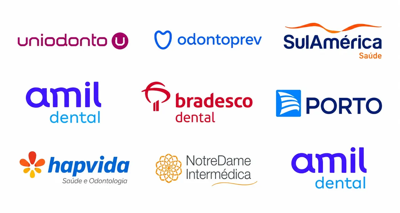 Operadoras odontológicas parceiras: Amil Dental, Bradesco Dental, Odontoprev, Porto Seguro Odonto, SulAmérica Odonto e outras